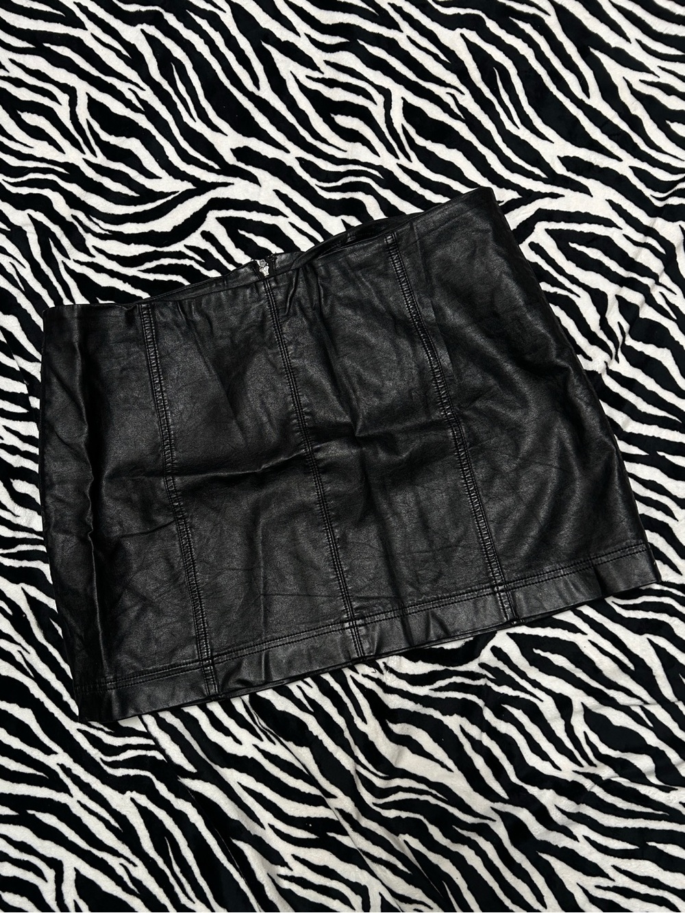 Faux Leather Black Body Con Plus Size Mini Skirt
